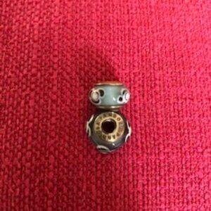 Pandora Murano glass charm Blue+Wht/Blk OS